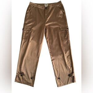 L’AGENCE Wyatt High Rise Utility Cargo Pants Buckhorn Brown Sz 29 Satin Sheen